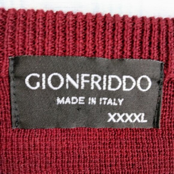 Men's 4XL Gionfriddo Merino Wool Blend Sweater Vest Italian Burgundy Preppy - Picture 4 of 7